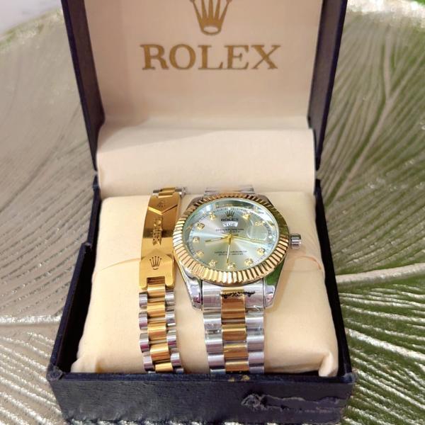 Gold and silver men's watch and bracelet